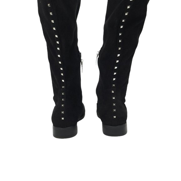 Marc Fisher Jaywalk Over The Knee Boots Womens Size 6M Faux Suede Studs Black - Picture 9 of 12